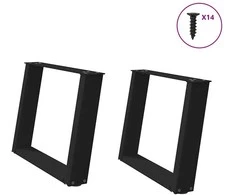 Kavos staliuko kojelės, U formos, 2 vnt., juoda, 60x(42-43) cm