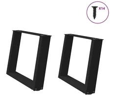 Kavos staliuko kojelės, U formos, 2 vnt., juoda, 70x(42-43) cm