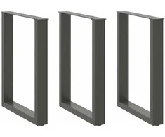 Valgomojo stalo kojos, 3 vnt., antracito spalvos, 70x(72-73) cm, plienas, U formos