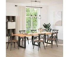 Valgomojo stalo kojelės, 3 vnt., juodos, 90x(72-73) cm, plienas, U formos