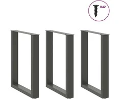 Valgomojo stalo kojos, 3 vnt., antracito spalvos, 70x(72-73) cm, plienas, U formos