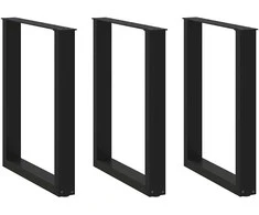 Valgomojo stalo kojelės, 3 vnt., juodos, 70x(72-73) cm, plienas, U formos
