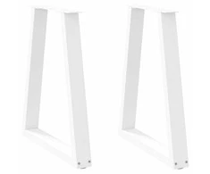 Kavos staliuko kojelės, V formos, 2 vnt., balta, 60x(72-73)cm