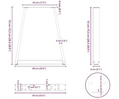 Kavos staliuko kojelės, V formos, 2 vnt., 60x(72-73)cm, plienas