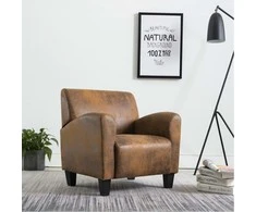 Sofa kėdė, rudos spalvos, dirbtinė versta oda
