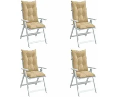 Kėdės pagalvėlės, 4vnt., smėlio, 120x50x7cm, audinys