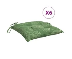 Kėdės pagalvėlės, 6vnt., 50x50x7cm, audinys, su lapais