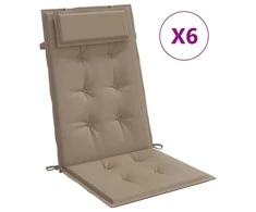 Kėdės pagalvėlės, 6vnt., taupe spalvos, oksfordo audinys