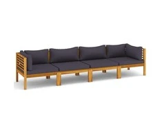Keturvietė sodo sofa su pagalvėlėmis, akacijos medienos masyvas