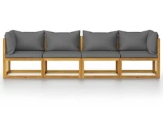 Keturvietė sodo sofa su pagalvėlėmis, akacijos medienos masyvas