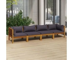Keturvietė sodo sofa su pagalvėlėmis, akacijos medienos masyvas