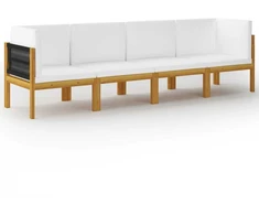 Keturvietė sodo sofa su pagalvėlėmis, akacijos medienos masyvas
