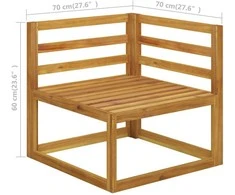 Keturvietė sodo sofa su pagalvėlėmis, akacijos medienos masyvas