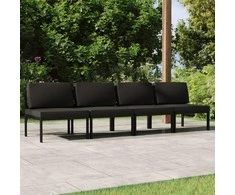 Lauko baldų komplektas Keturvietė sodo sofa su pagalvėlėmis, antracito, aliuminis