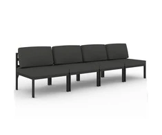 Lauko baldų komplektas Keturvietė sodo sofa su pagalvėlėmis, antracito, aliuminis