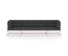 Keturvietė sodo sofa su pagalvėlėmis, pušies medienos masyvas