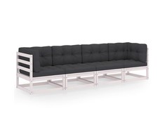 Keturvietė sodo sofa su pagalvėlėmis, pušies medienos masyvas