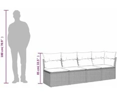 Keturvietė sodo sofa su pagalvėlėmis, smėlio, poliratanas