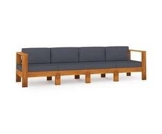 Keturvietė sodo sofa su tamsiai pilkomis pagalvėmis, akacija