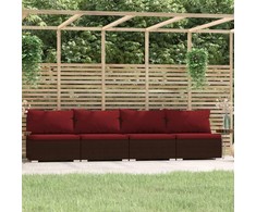 Lauko baldų komplektas Keturvietė sofa su pagalvėlėmis, rudos spalvos, poliratanas