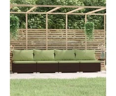 Lauko baldų komplektas Keturvietė sofa su pagalvėlėmis, rudos spalvos, poliratanas