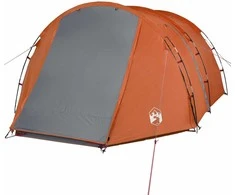 Stovyklavimo palapinė, pilka ir oranžinė, keturvietė, tunelinė