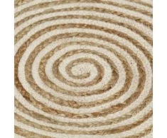 Kilimas, baltas, 120cm, džiutas, rankų darbo, spiralės dizainas