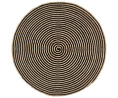 Kilimas, juodas, 90cm, džiutas, rankų darbo, spiralės dizainas