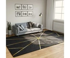 Kilimas, juodas/auksinis, 190x300cm, neslystantis, skalbiamas