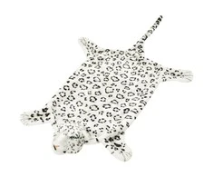 Kilimas leopardas, pliušinis, 139 cm, baltas