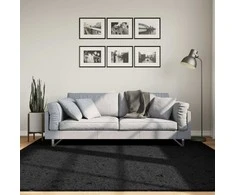 Kilimas OVIEDO, juodos spalvos, 200x200cm, trumpi šereliai