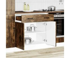 Kitchen Base Cabinet "Kalmar" Smoked Oak Engineered Wood