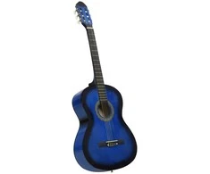 Klasikinė gitara su dėklu pradedantiesiems, mėlyna, 4/4 39"