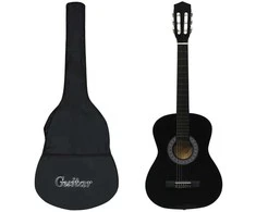 Klasikinė gitara su dėklu pradedantiesiems, juoda, 3/4 36"