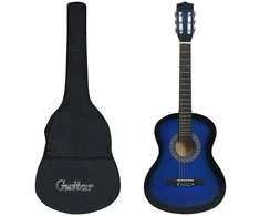 Klasikinė gitara su dėklu pradedantiesiems, mėlyna, 3/4 36"