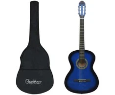 Klasikinė gitara su dėklu pradedantiesiems, mėlyna, 4/4 39"