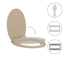 Klozeto sėdynė su soft-close mechanizmu, smėlio spalvos, ovali