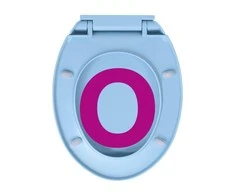 Klozeto sėdynė su soft-close mechanizmu, mėlynos spalvos, ovali