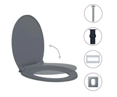 Klozeto sėdynė su soft-close mechanizmu, pilka, ovali