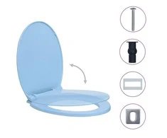Klozeto sėdynė su soft-close mechanizmu, mėlyna, ovali
