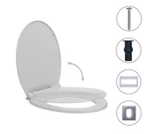 Klozeto sėdynė su soft-close mechanizmu, šviesiai pilka, ovali