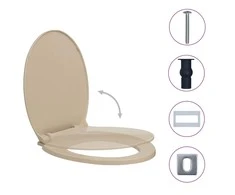 Klozeto sėdynė su soft-close mechanizmu, smėlio spalvos, ovali