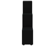 Knygų lentyna, juoda, 107cm, apdirbta mediena, laiptų dizaino