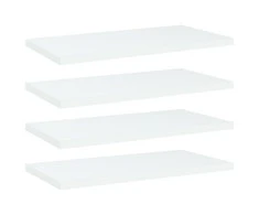 Knygų lentynos plokštės, 4vnt., baltos, 40x20x1,5cm, MDP