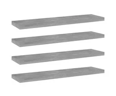 Knygų lentynos plokštės, 4vnt., betono pilkos, 40x10x1,5cm, MDP