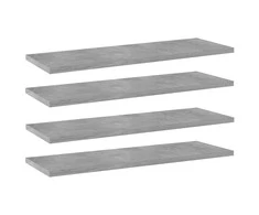 Knygų lentynos plokštės, 4vnt., betono pilkos, 60x20x1,5cm, MDP