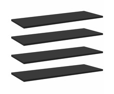 Knygų lentynos plokštės, 4vnt., juodos, 80x30x1,5cm, MDP