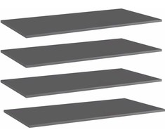 Knygų lentynos plokštės, 4vnt., pilkos, 100x50x1,5cm, MDP
