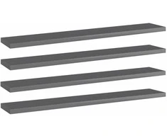 Knygų lentynos plokštės, 4vnt., pilkos, 60x10x1,5cm, MDP