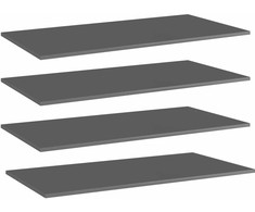 Knygų lentynos plokštės, 4vnt., pilkos, 80x20x1,5cm, MDP